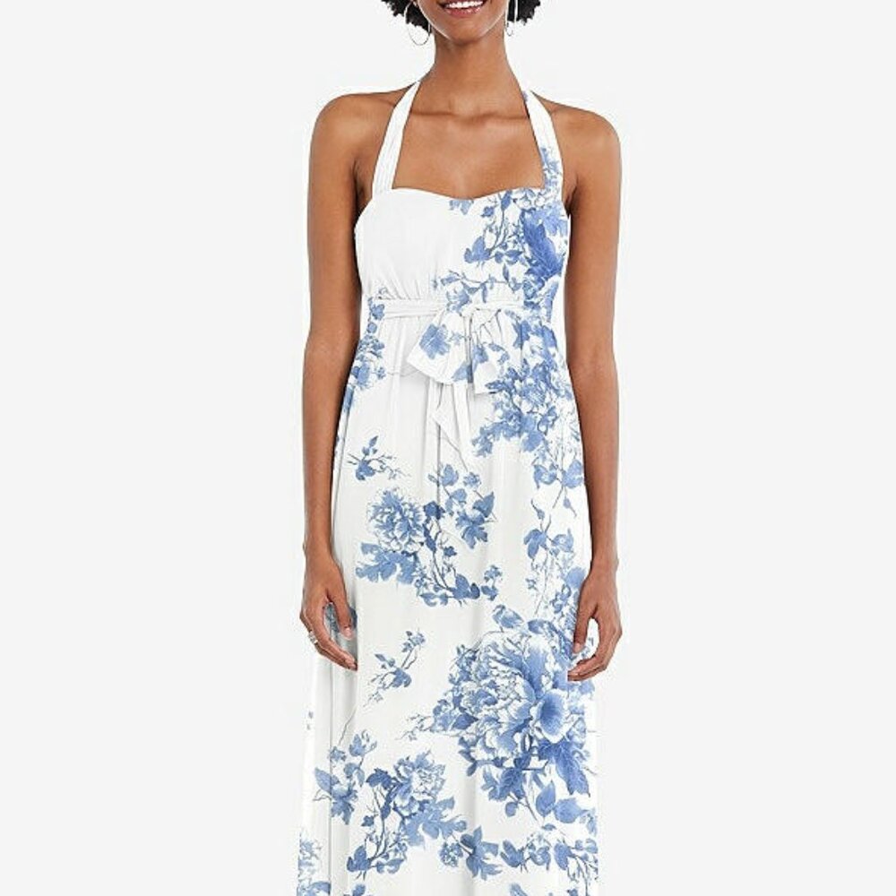 After Six 1564..Convertible Tie-Shoulder Empire Waist Dress...Cottage Rose..Sz M
